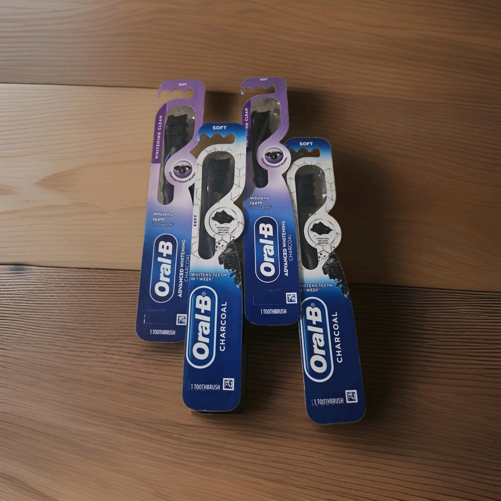 4 Oral-B Charcoal Infused Bristles, Soft Whitening Toothbrush