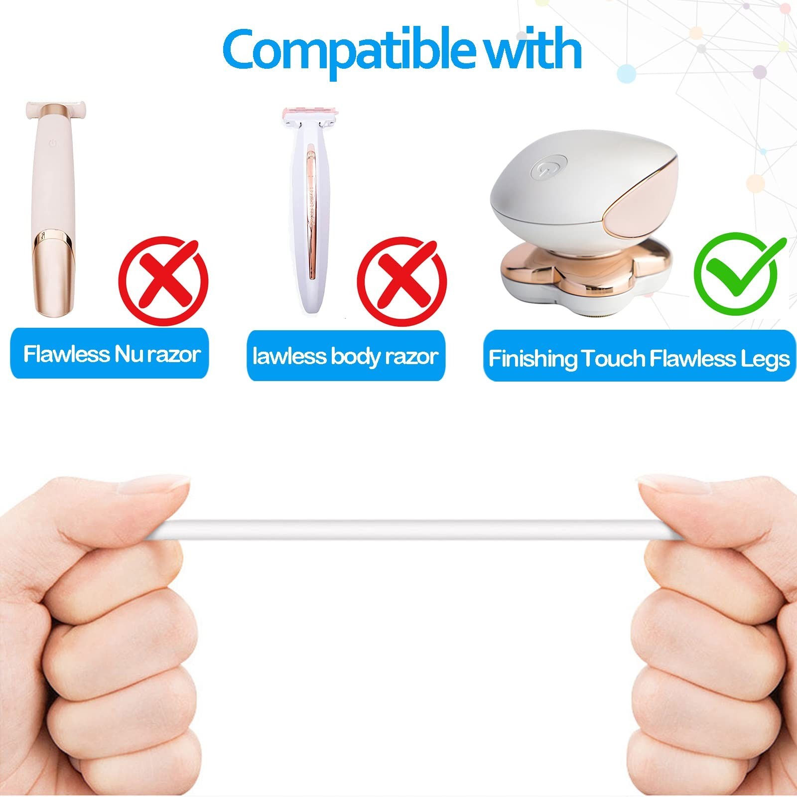 2 Pack Charging Cable for Electric Trimmer & Hair Remover, Power Cord for Shaver