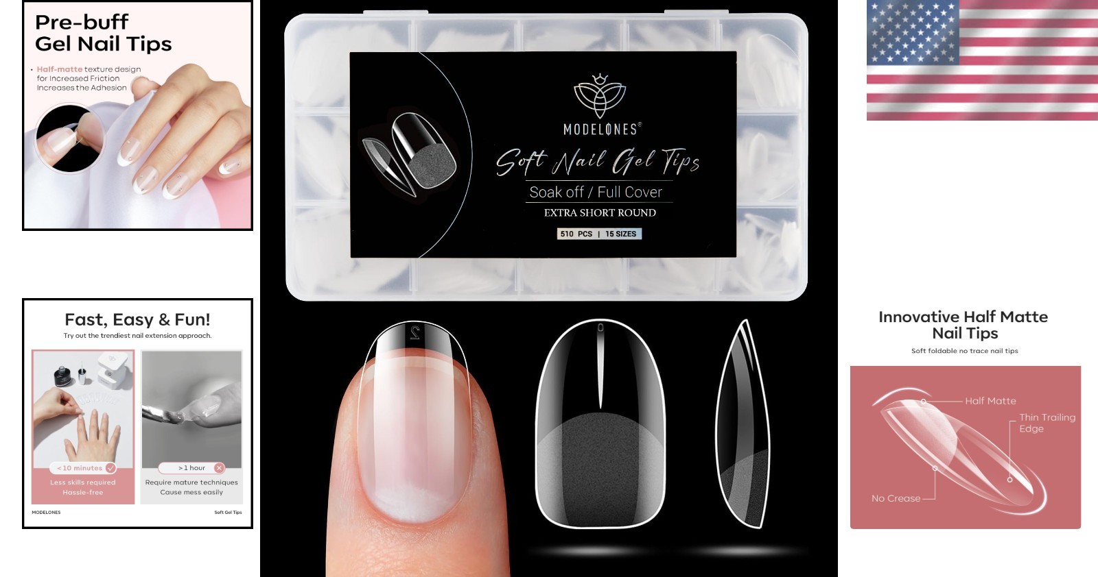 Versatile 510 Pcs Full Cover Nail Tips – Short Matte Round for All Nail Styles
