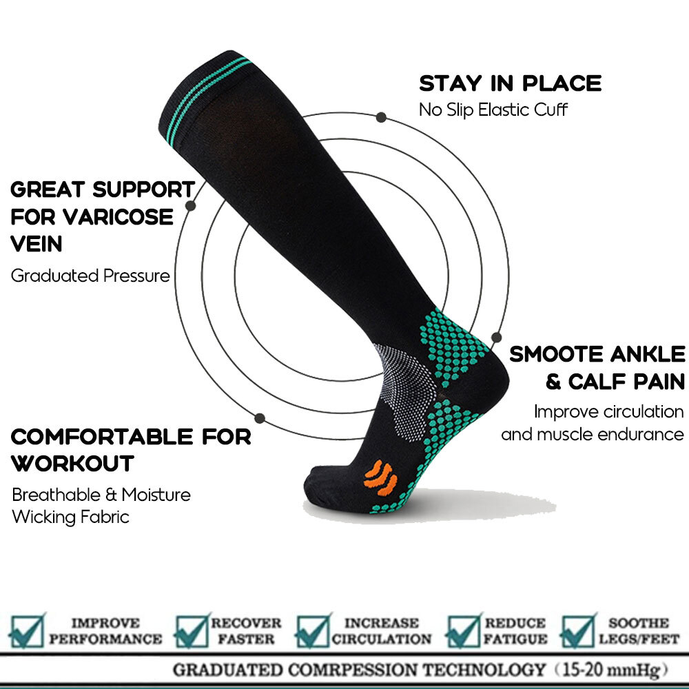 3Pair Athletic Knee High Compression Soccer Football Sport Socks for Youth Adult
