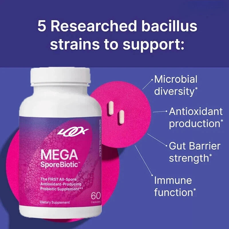 Mega Sporebiotic 180 Capsules Microbiome, Gut Health Probiotic Men And Women