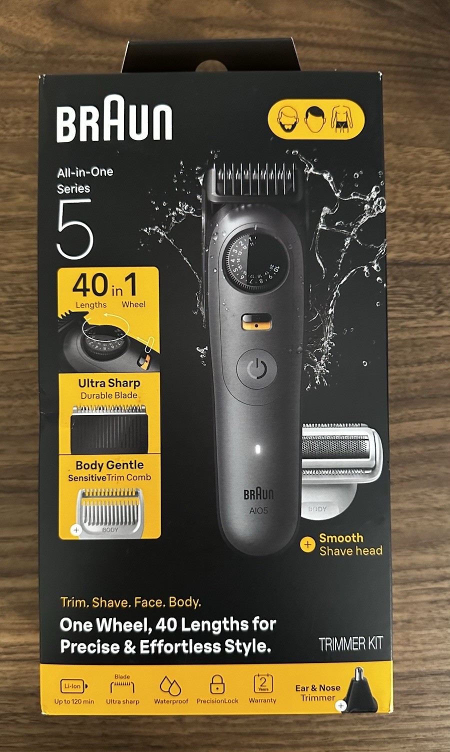 Braun AIO5 Series 5 40-in-1 Waterproof Trimmer Kit w/ Ear & Nose Head