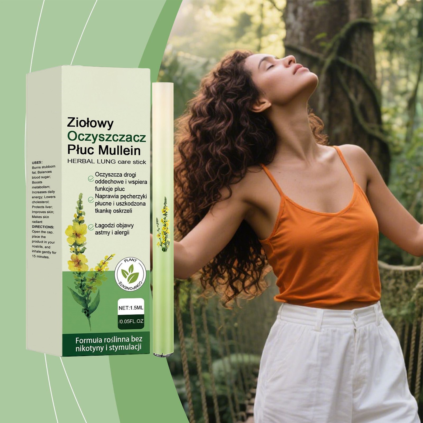 Herbal Diffuser Pen includes Extracts of Mullein,hyme and Mint for Lung Cleansi-