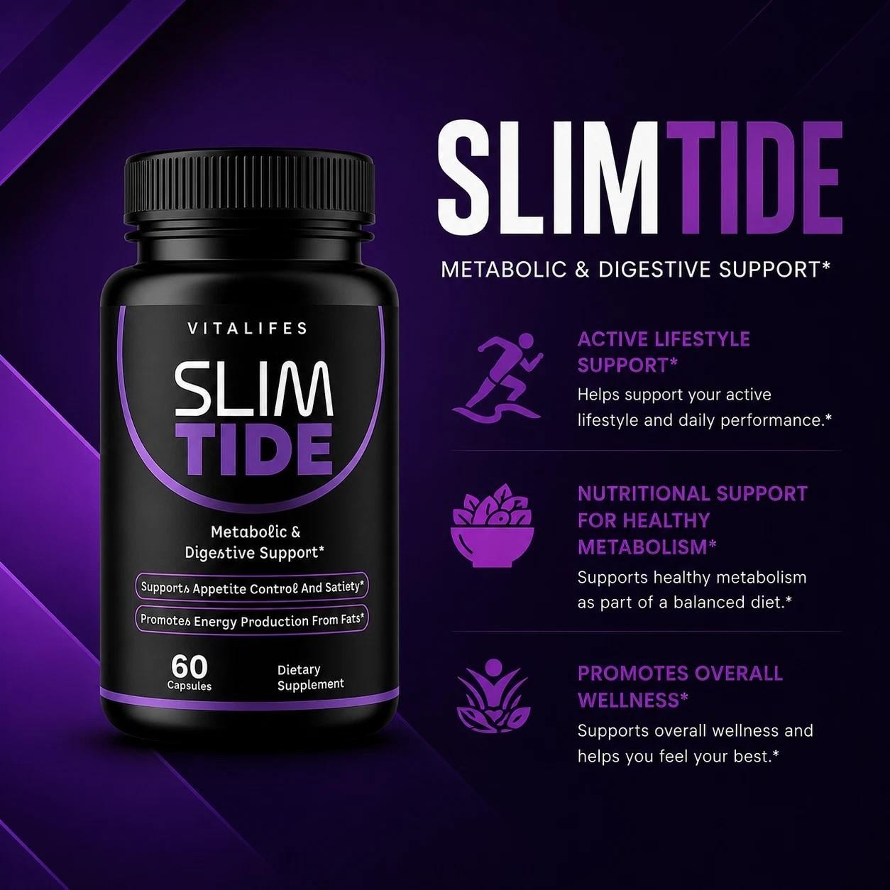 (3 Pack) Slimtide Advanced Energy And Fitness Supplement Slim Tide 180 Capsules