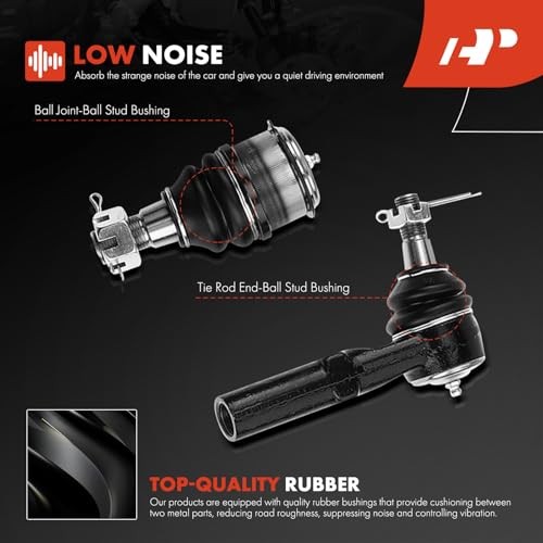 10Pcs Front Suspension Kit, Upper Lower Ball Joint, Inner Outer Tie Rod End,
