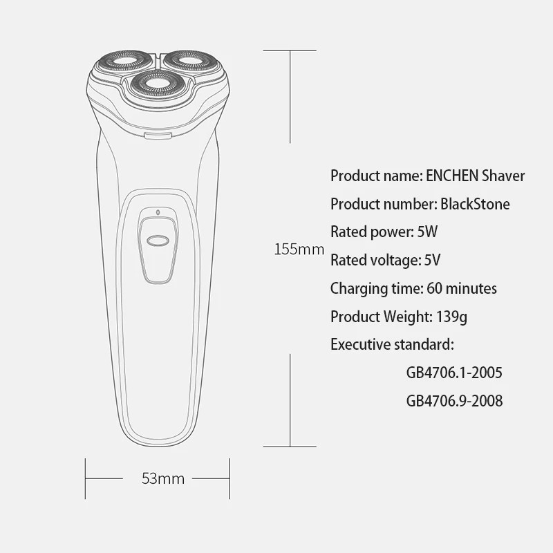 ENCHEN Rechargeable Cordless Mens Electric Rotary Shaver Razor Sideburn Trimmer