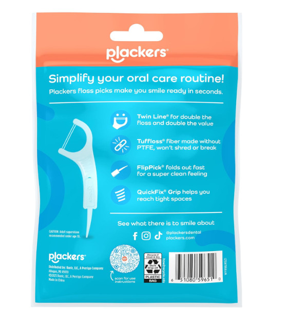 Plackers® Twin Line® Floss Picks with Tuffloss® Fiber & FlipPick®, Intense Mint,