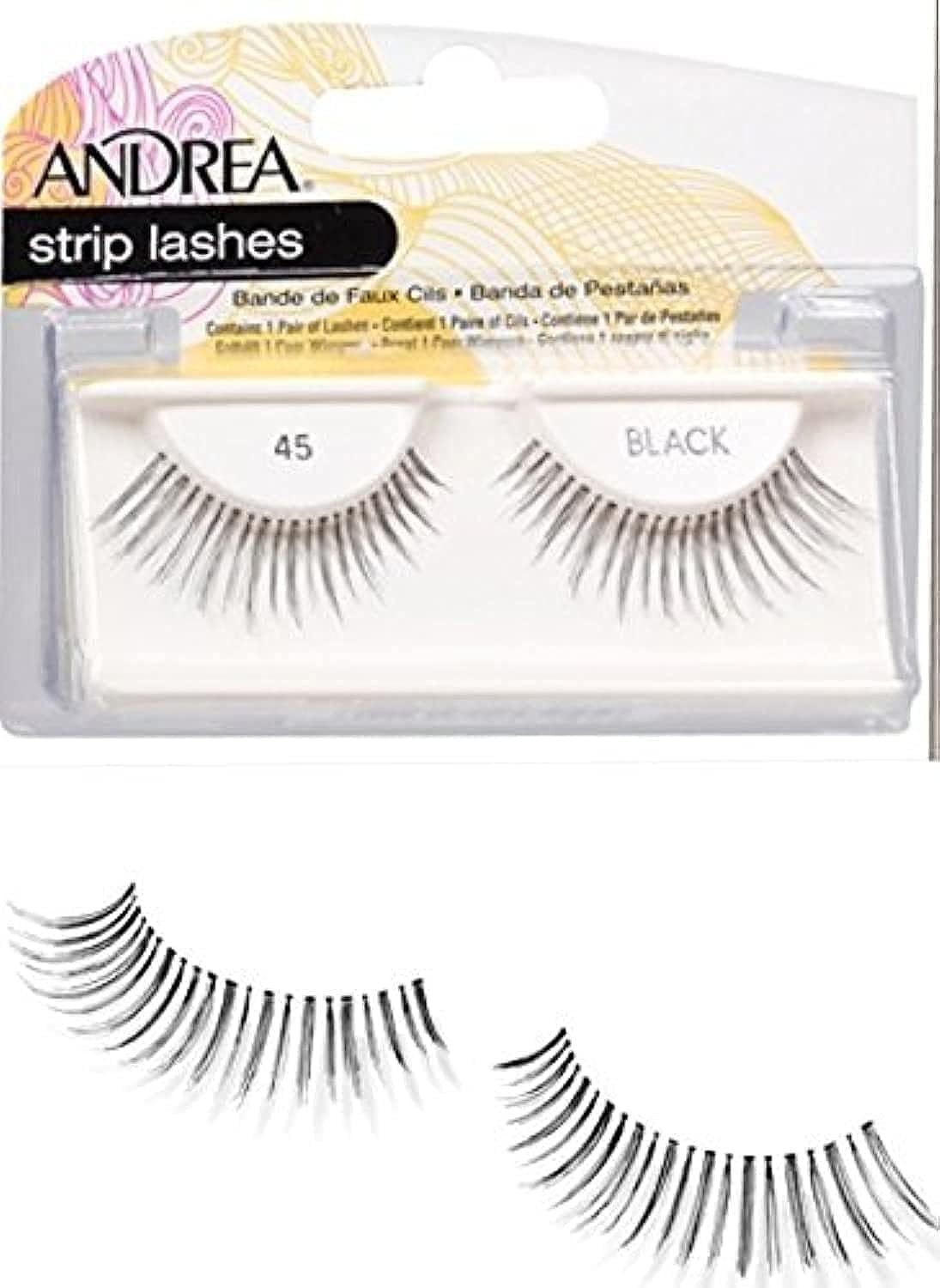 Andrea Lashes Strip Style 45 Black (6 Pack) 1 Count (Pack of 6),