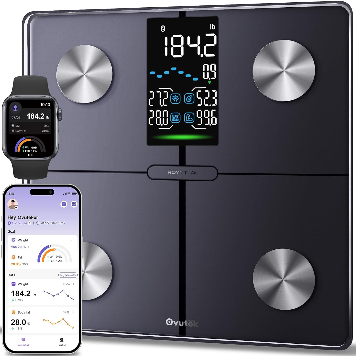 Smart Scale for Body Weight, Professional Bathroom Digital Scale with BMI, Body