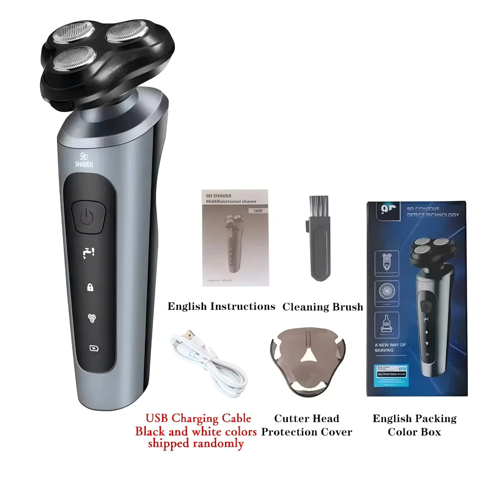 9D Electric Shaver for Men Rechargeable Rotary Razor Wet Dry Waterproof Beard