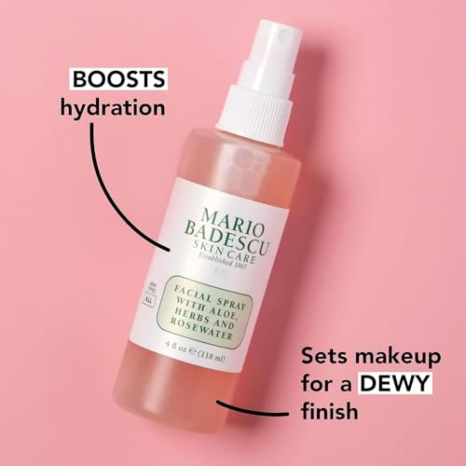 Mario Badescu Facial Spray with Aloe, Herbs and Rose 4 Fl Oz (Pack of 1)