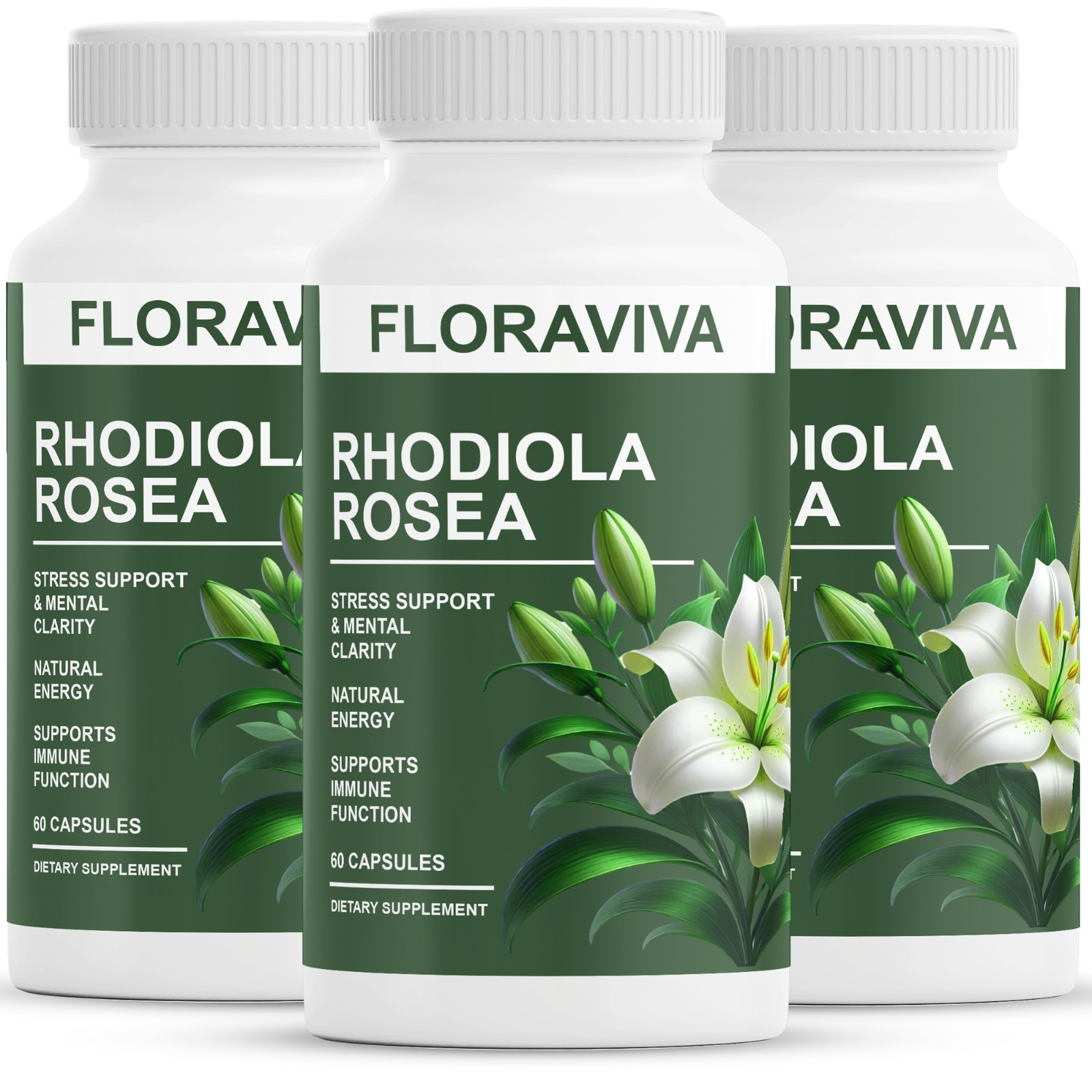 3-Pack Rhodiola Rosea Capsules – Floraviva for Energy, Focus, Mood