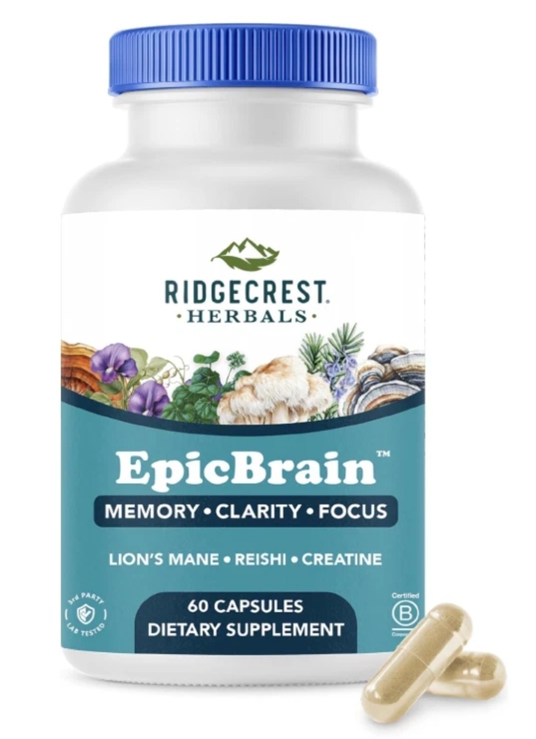 RidgeCrest Herbals EpicBrain, Natural Brain Support with Creatine Monohydrate