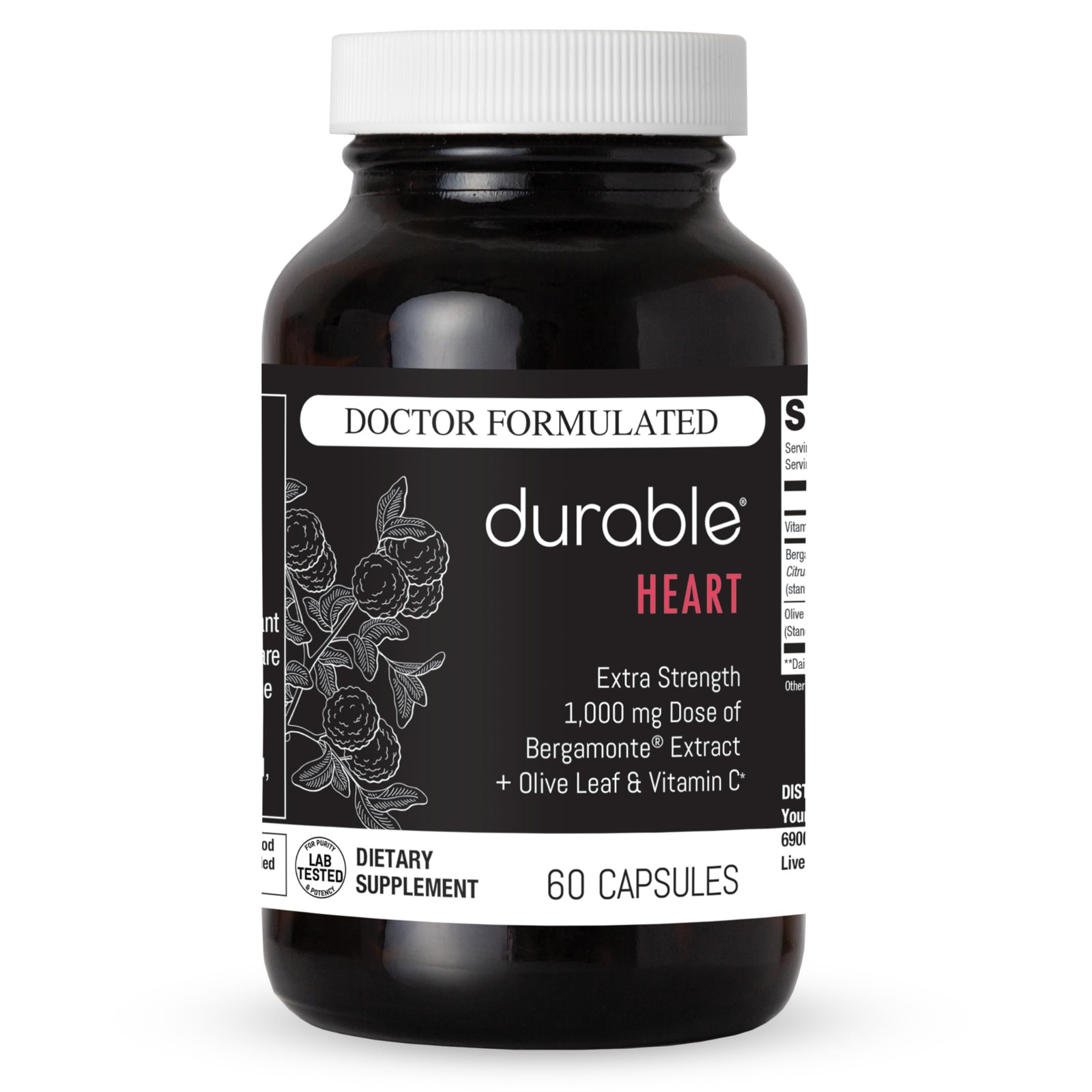 Durable Heart 1,000 mg Extra-Strength Bergamonte Citrus 60 Count (Pack of 1)