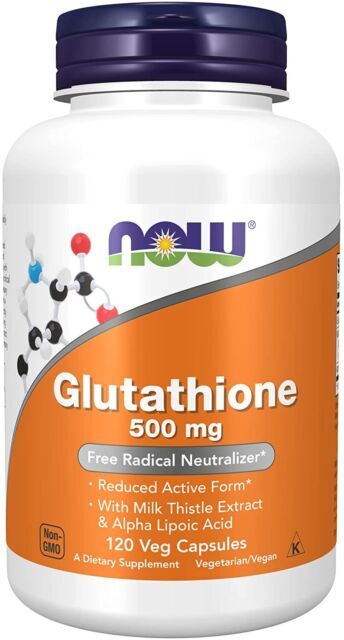 NOW Glutathione 500 mg 120 veg caps with Milk Thistle & ALA 02/2027EXP