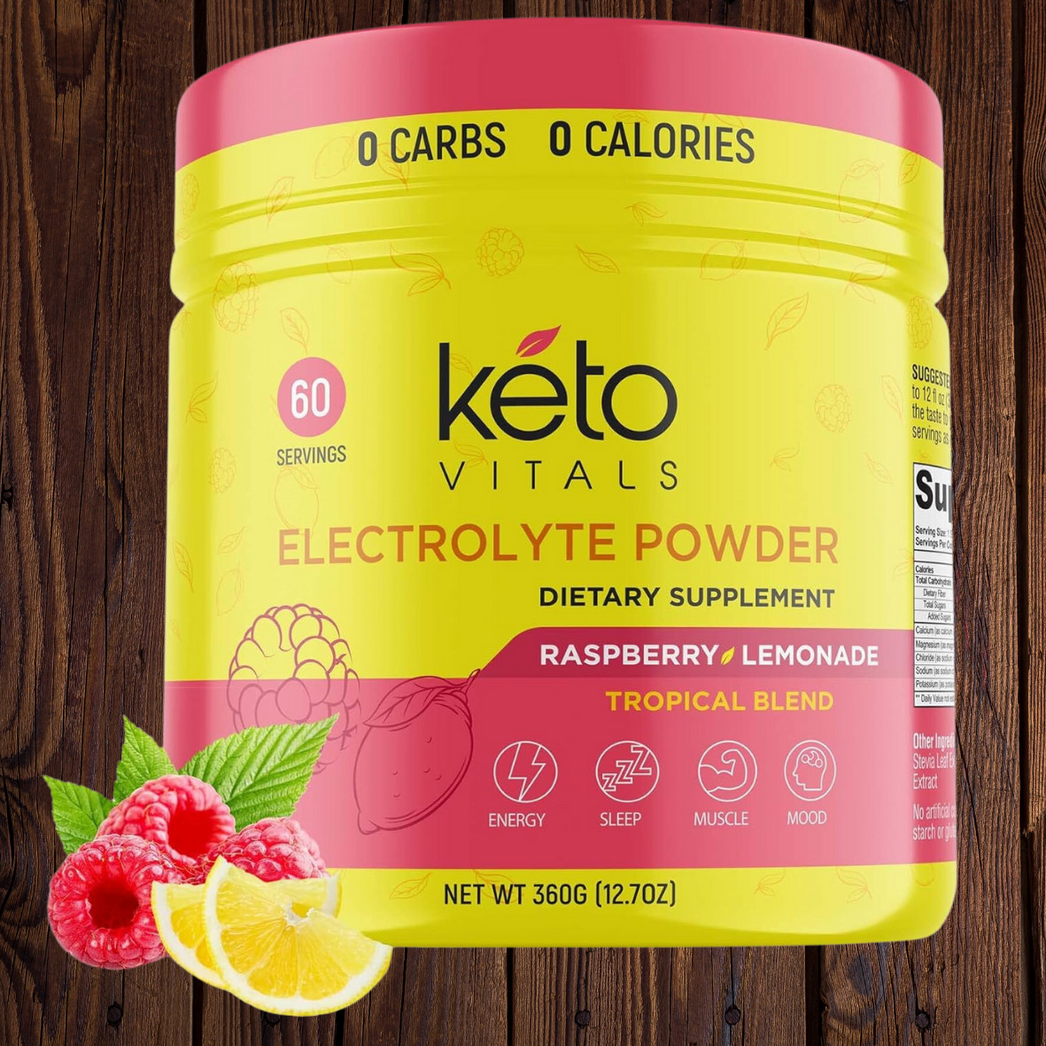 Keto Vitals Electrolyte Powder Raspberry Lemonade Energy Drink