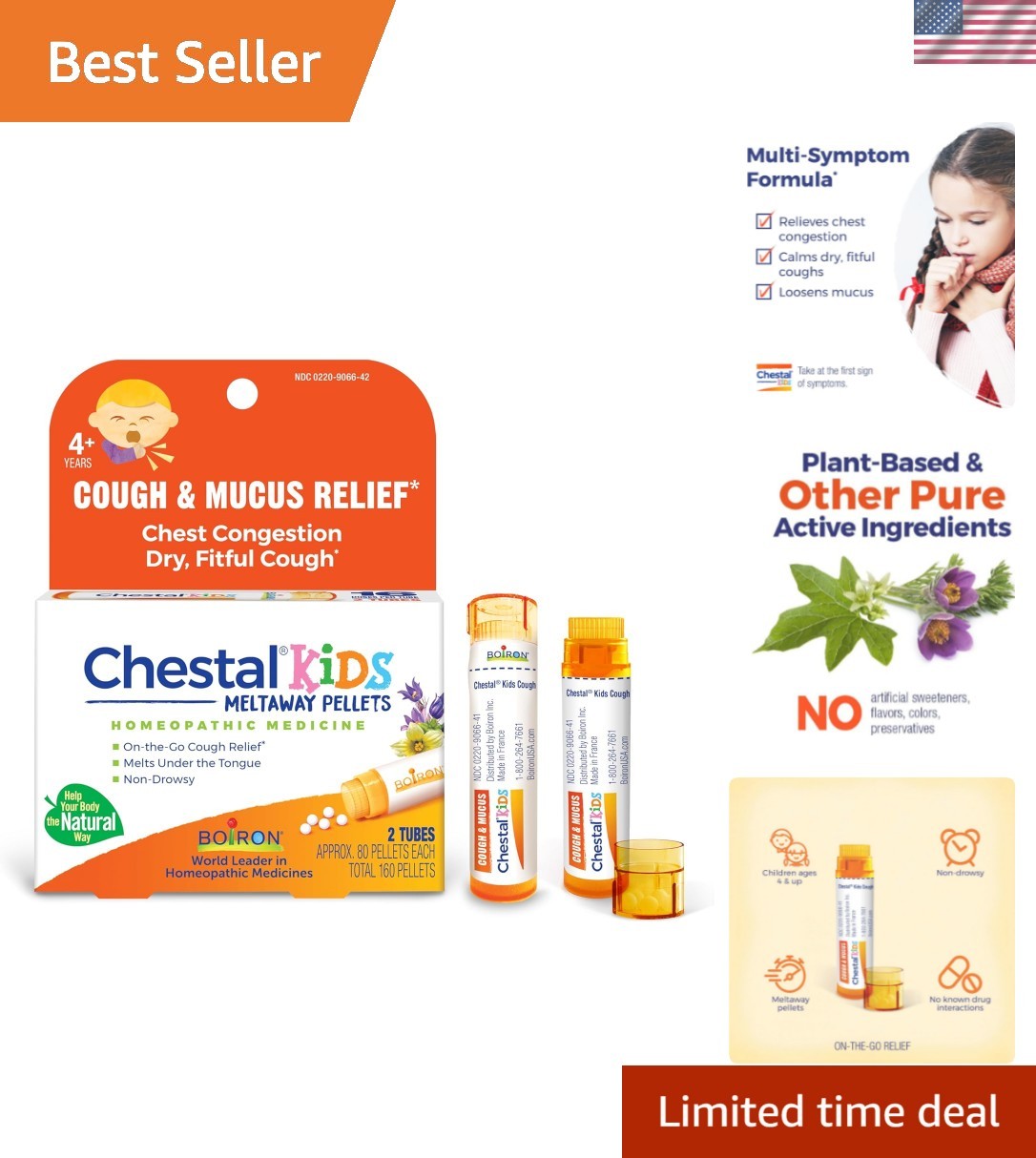 Chestal Kids Pellets for Cough and Mucus Relief, Nasal or Chest Congestion, a…