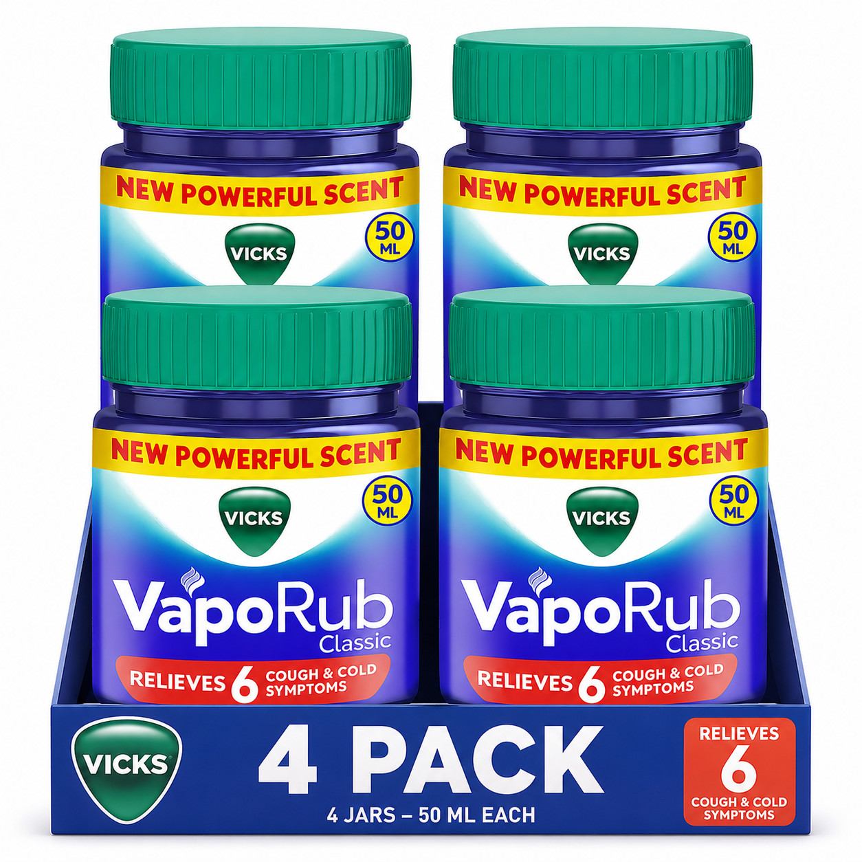 Vicks VapoRub 1.76oz/50ml Cough & Cold Relief Menthol & Eucalyptus, 4 PACK.