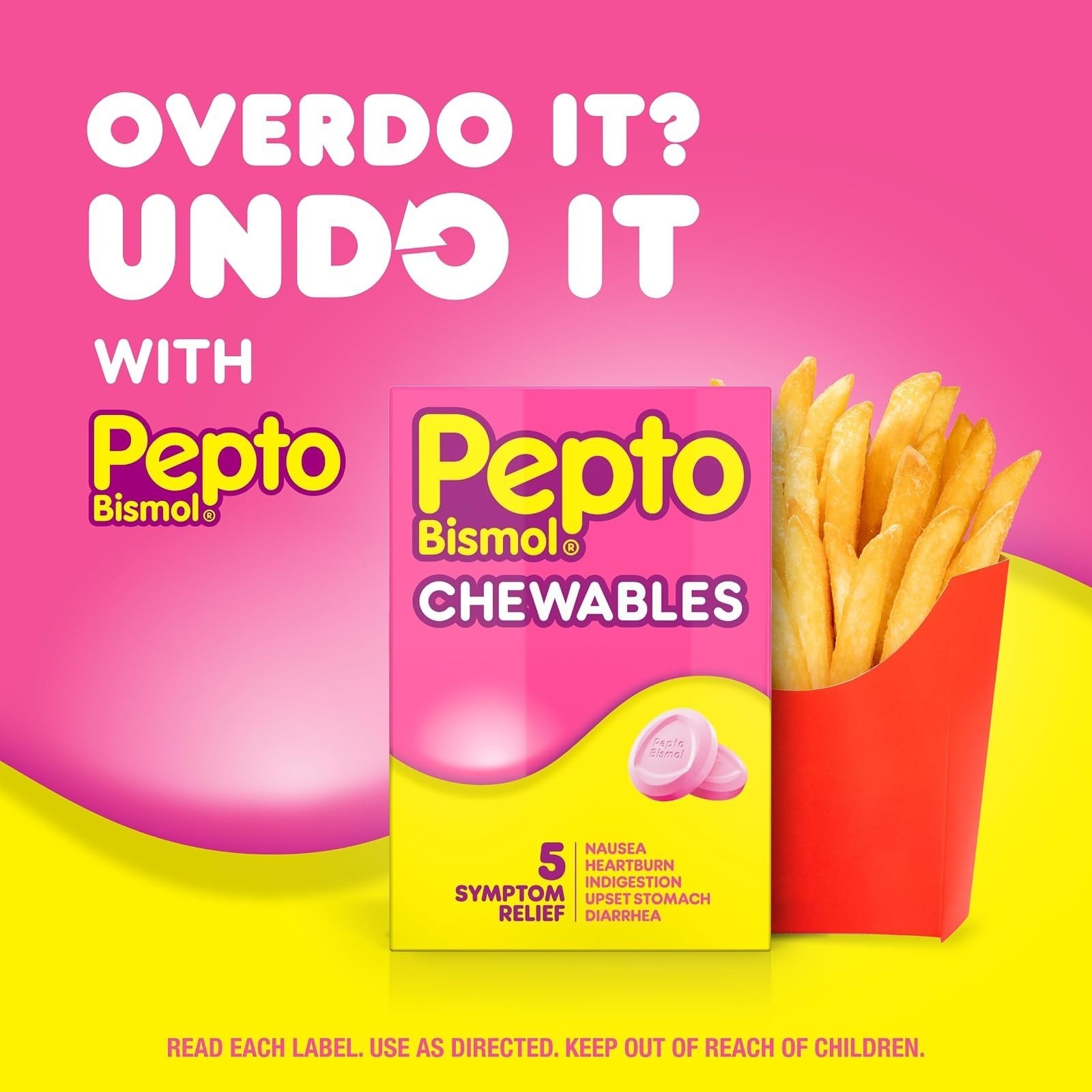 Pepto Bismol Chewable Tablets for Nausea Relief – 30 Count