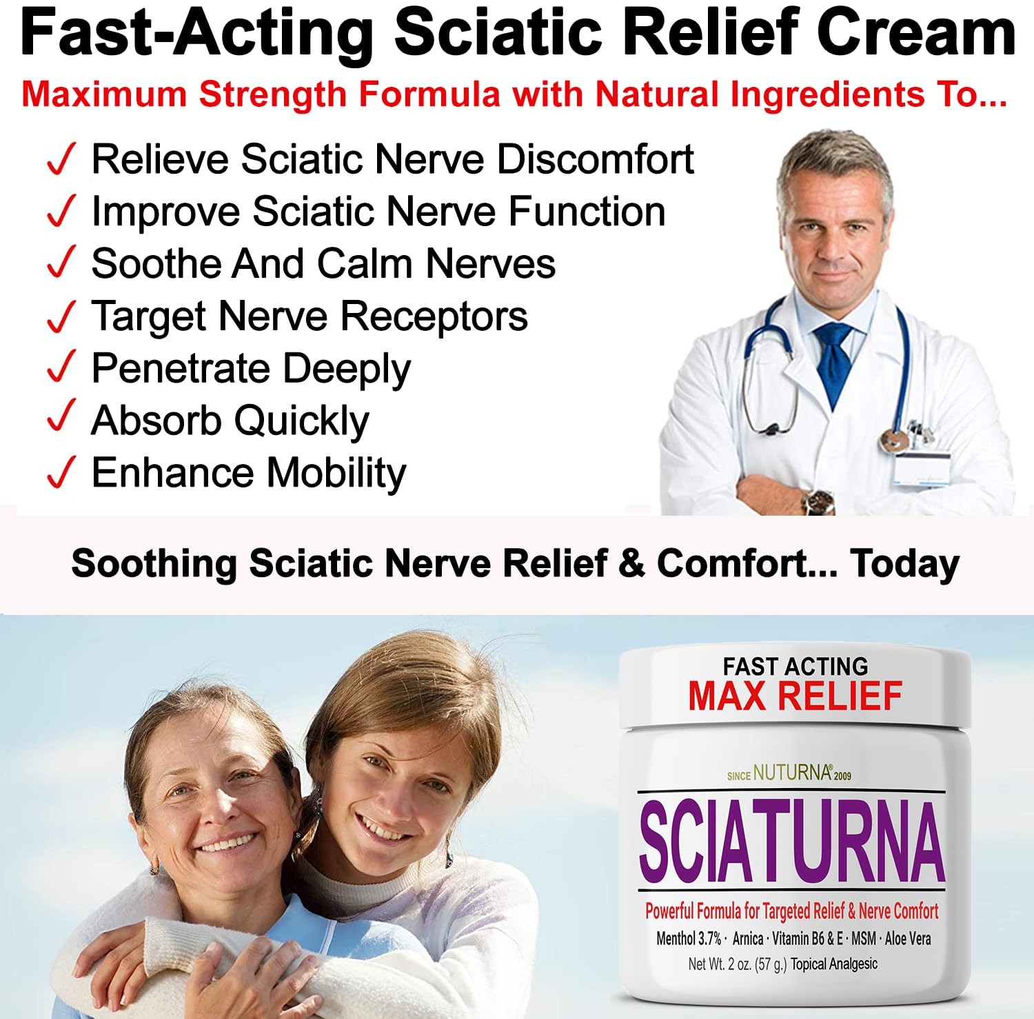 Sciatica Nerve Cream Maximum Strength Comfort Cream for Feet, Hands, Legs, T…