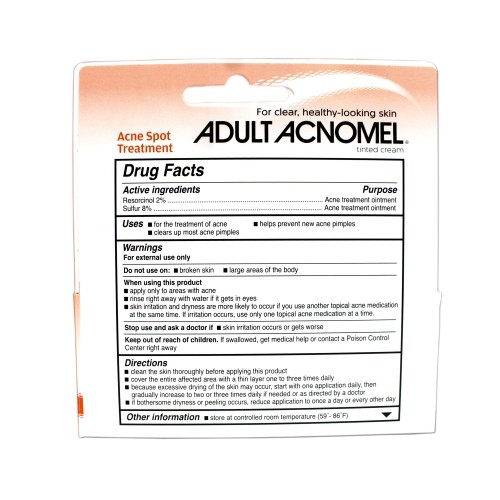 Adult Acnomel Tinted Cream Acne Medication 1.30 Oz 36 G