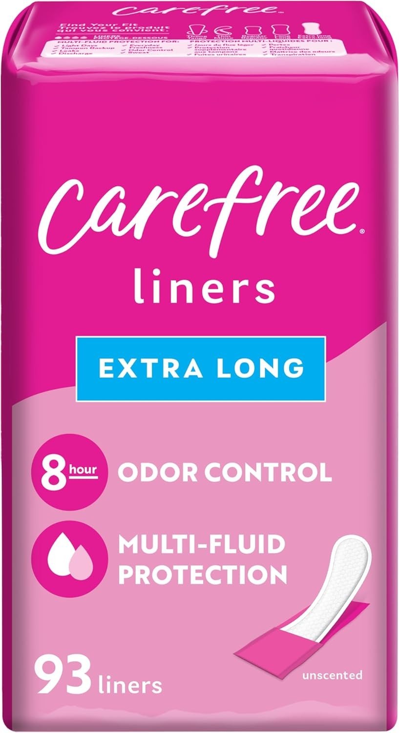 Carefree Acti-Fresh Pantiliners Extra Long Flat Unscented 100 Count Pack of 1