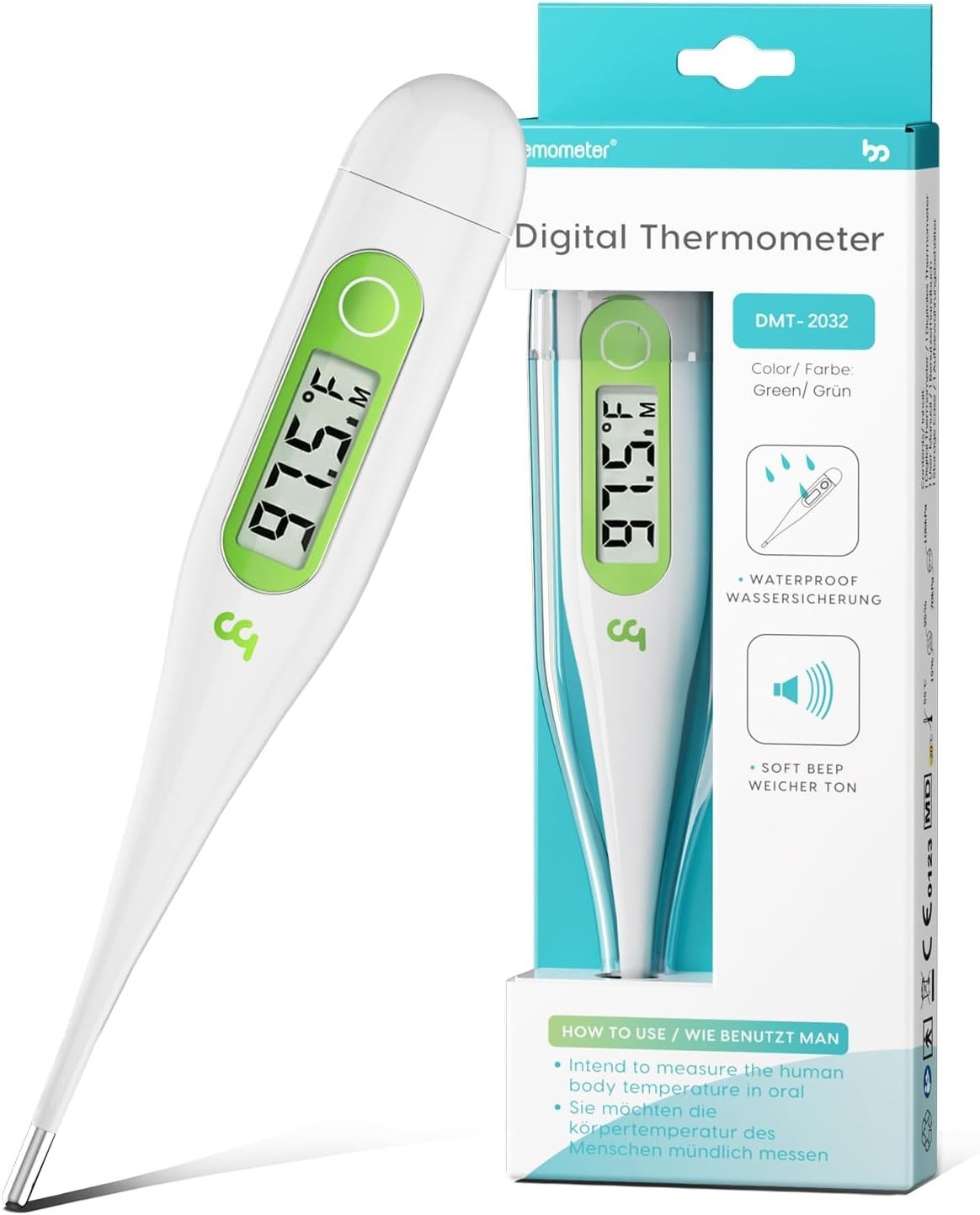 Family-Friendly Digital Thermometer with Fever Alert – Oral, Rectal, Armpit Use