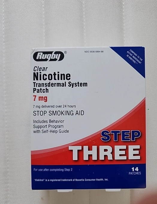 Rugby Clear Nicotine Transdermal System Patch Step 3 7mg Exp: 05/2027