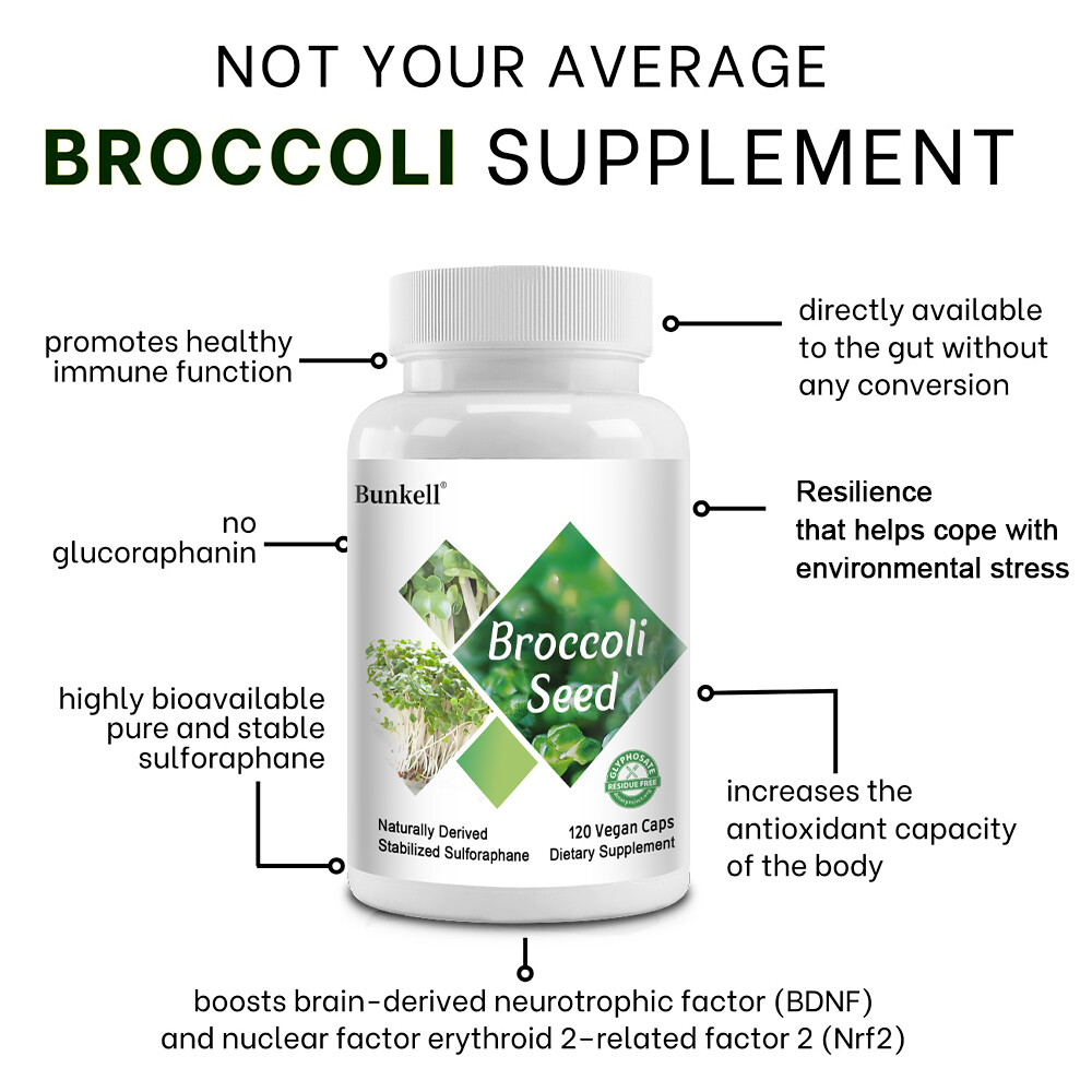 Sulforaphane Supplement – Broccoli Seed Extract 650mg Veg 120 Caps – US