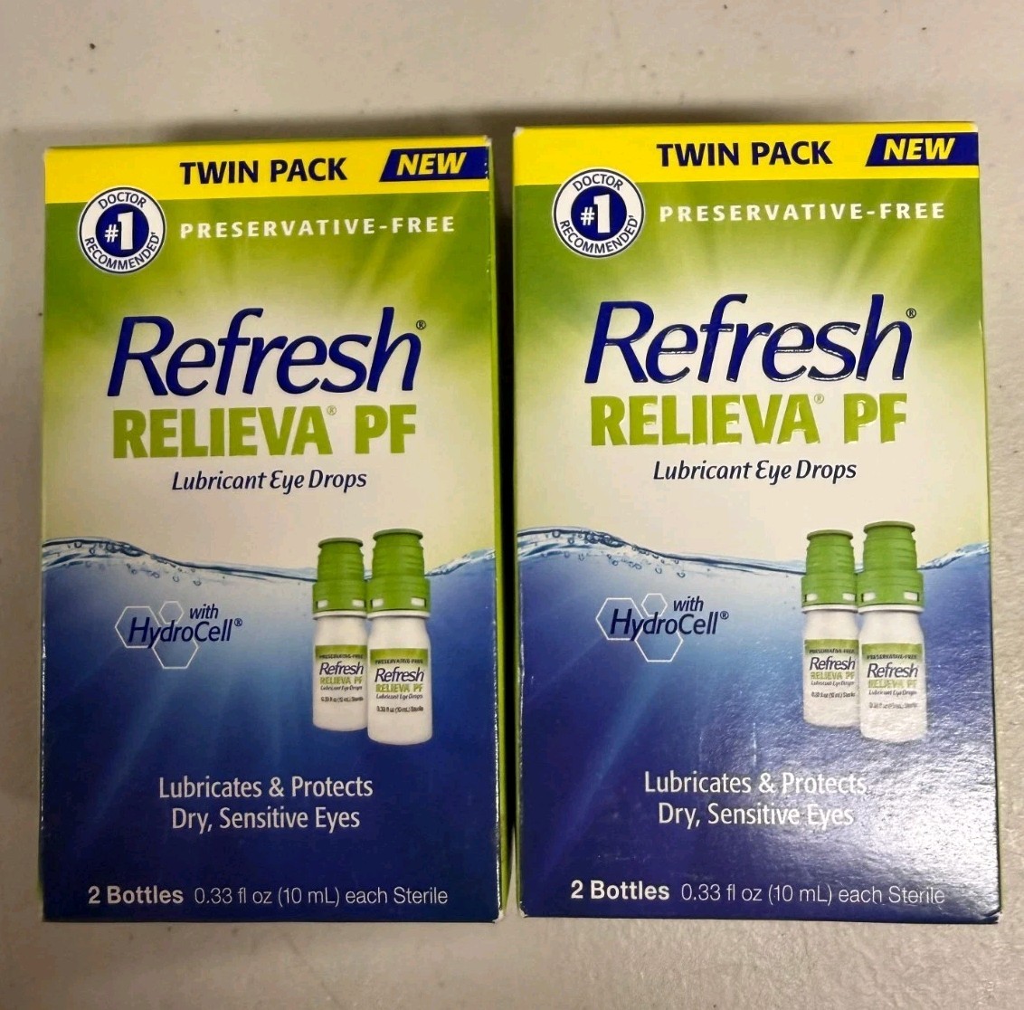 (2) x REFRESH Relieva PF Lubricating Eye Drop Twin Pack 2 Bottles EXP 2/27