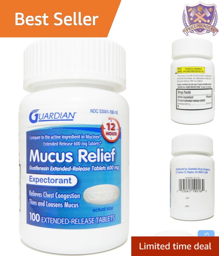 Chest Congestion Expectant with 600mg Guaifenesin – 12 Hour Relief, 100 Count