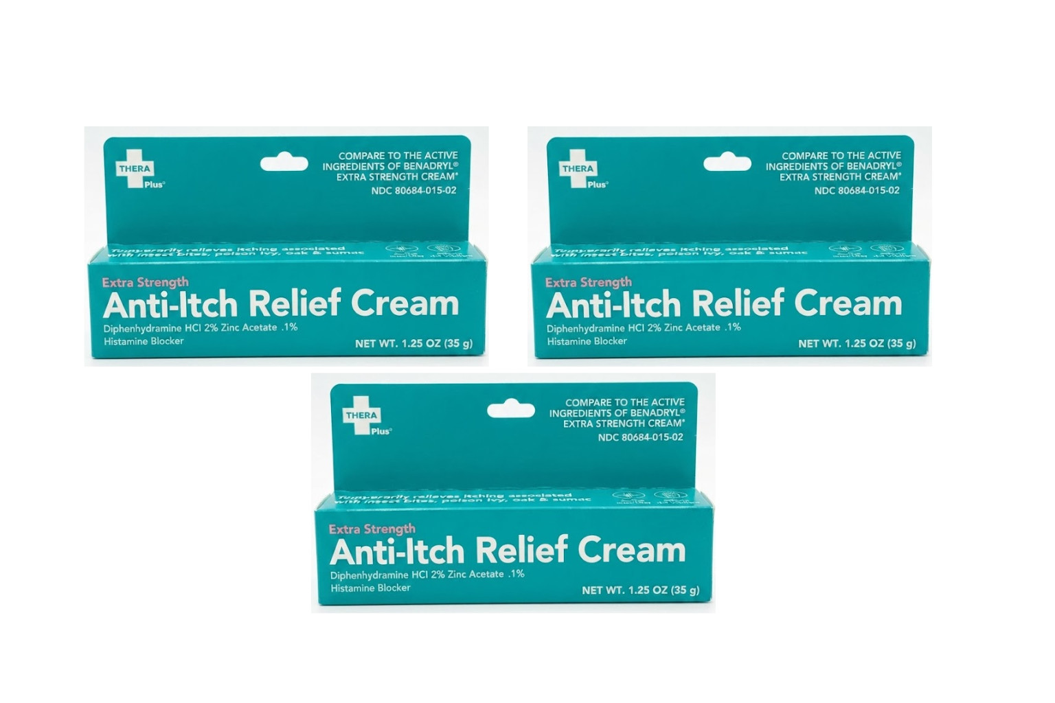 3 Pack Thera Plus Extra Strength Anti-Itch Relief Cream 1.25 oz
