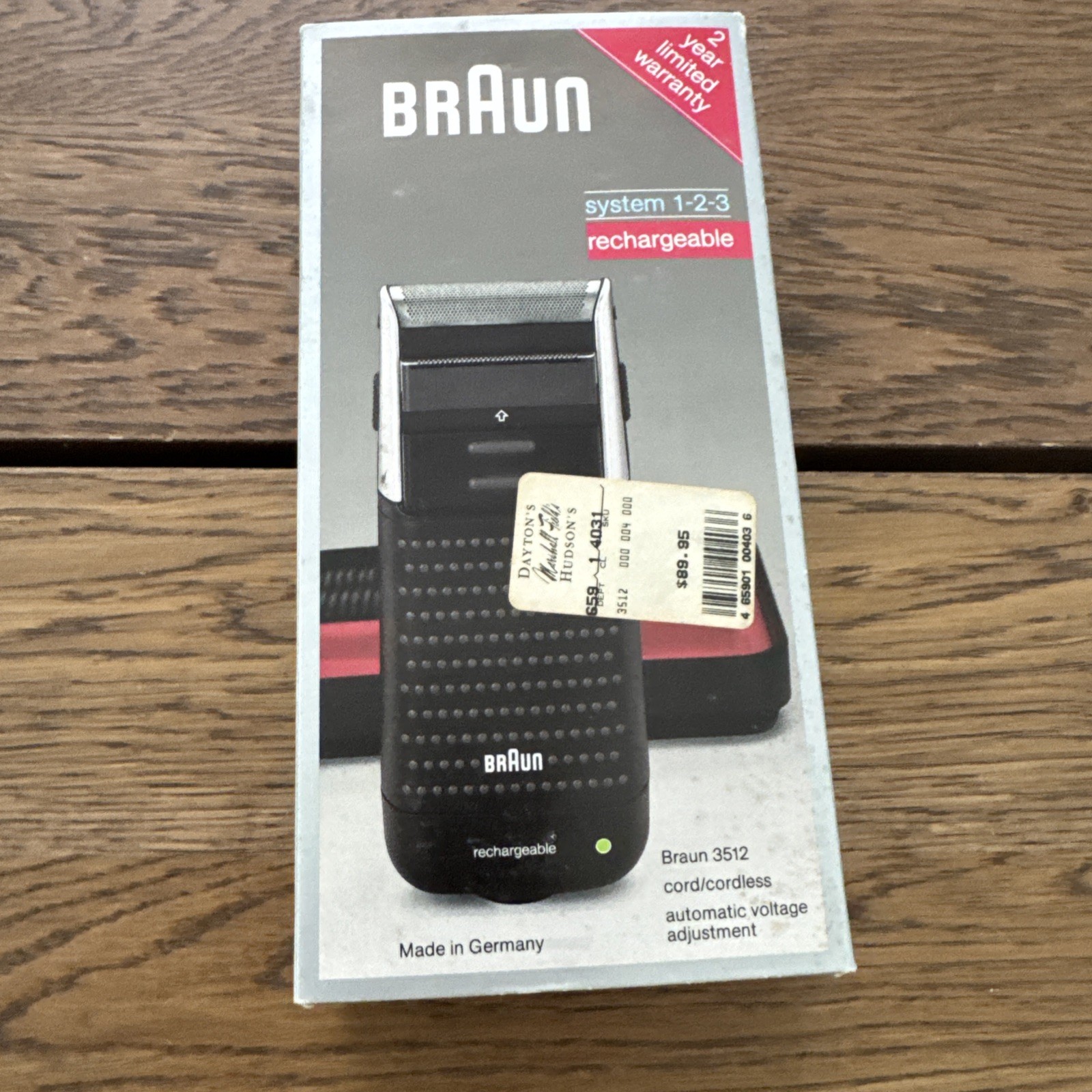 Braun System 1-2-3 3512 Rechargeable Shaver w/ Case & Charger Vintage Open Box