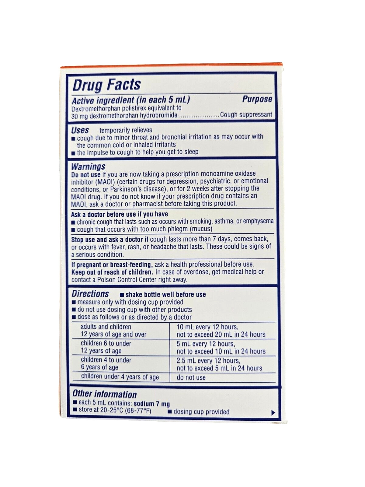 DELSYM Adult COUGH Liquid Orange Flavor 3oz __