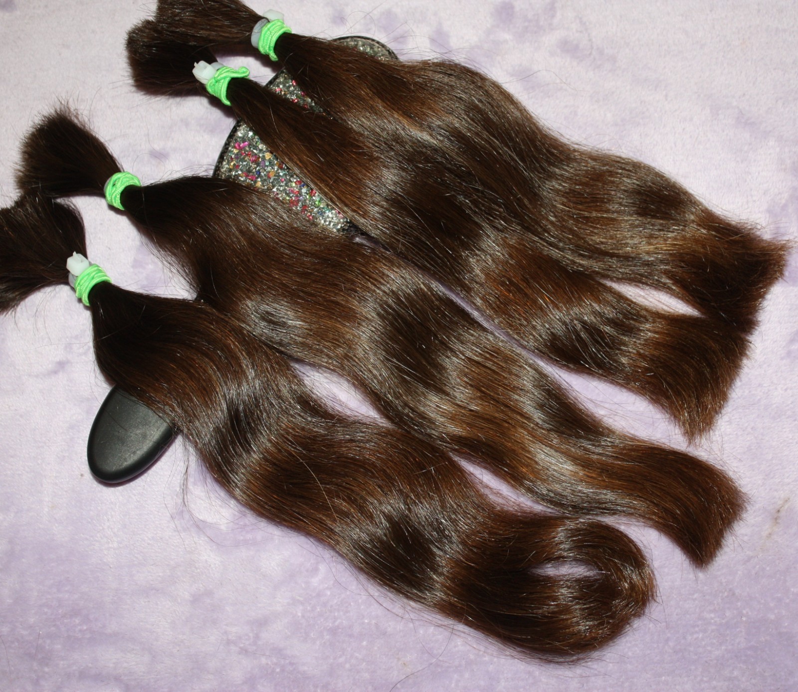 HAIR REBORN WIG 13 IN 3.9oz FINE & SILKY DARK GOLDEN BRUNETTE PONYTAILS F90