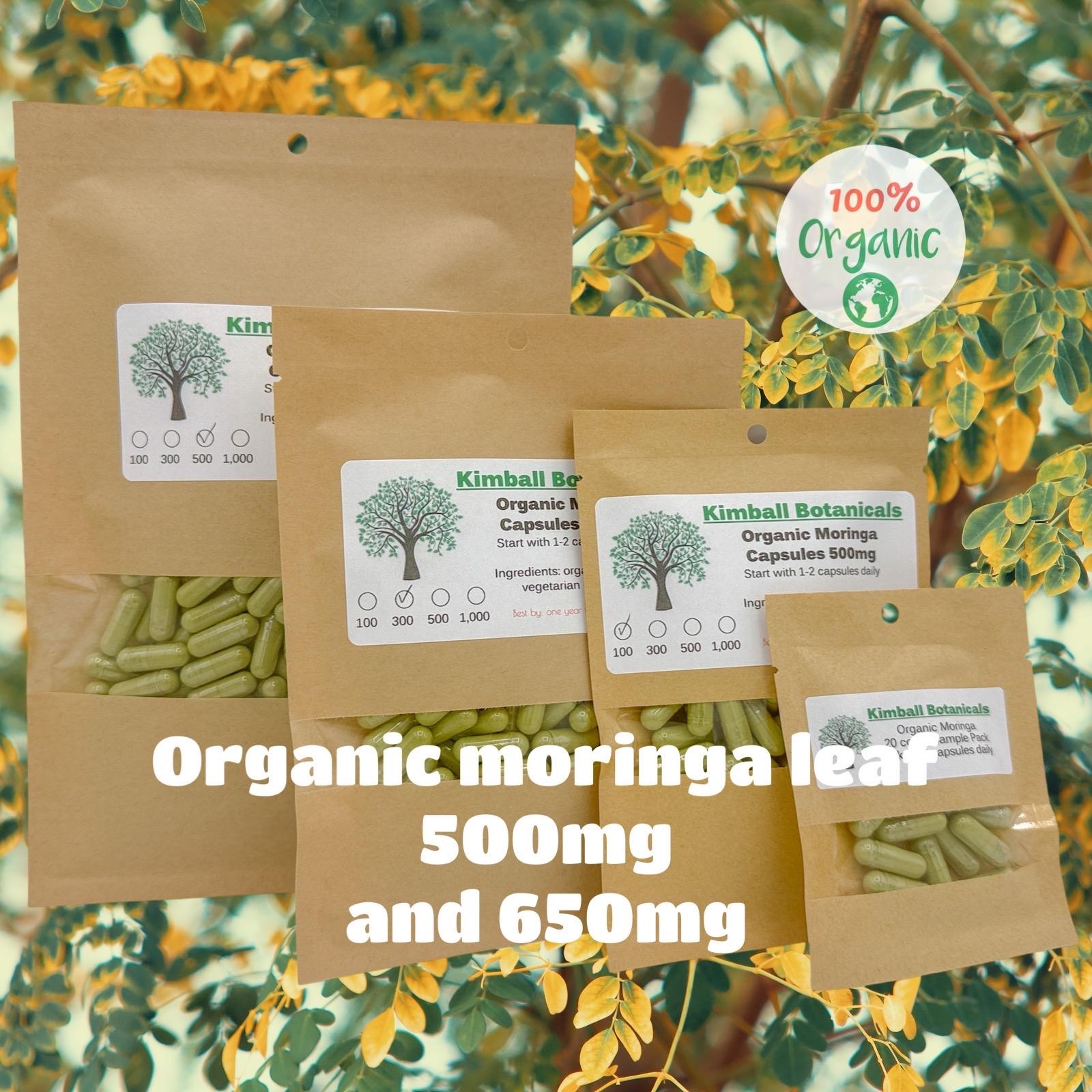 USDA Organic Moringa (Moringa oleifera) 500mg or 650mg, vegetarian or pullulan