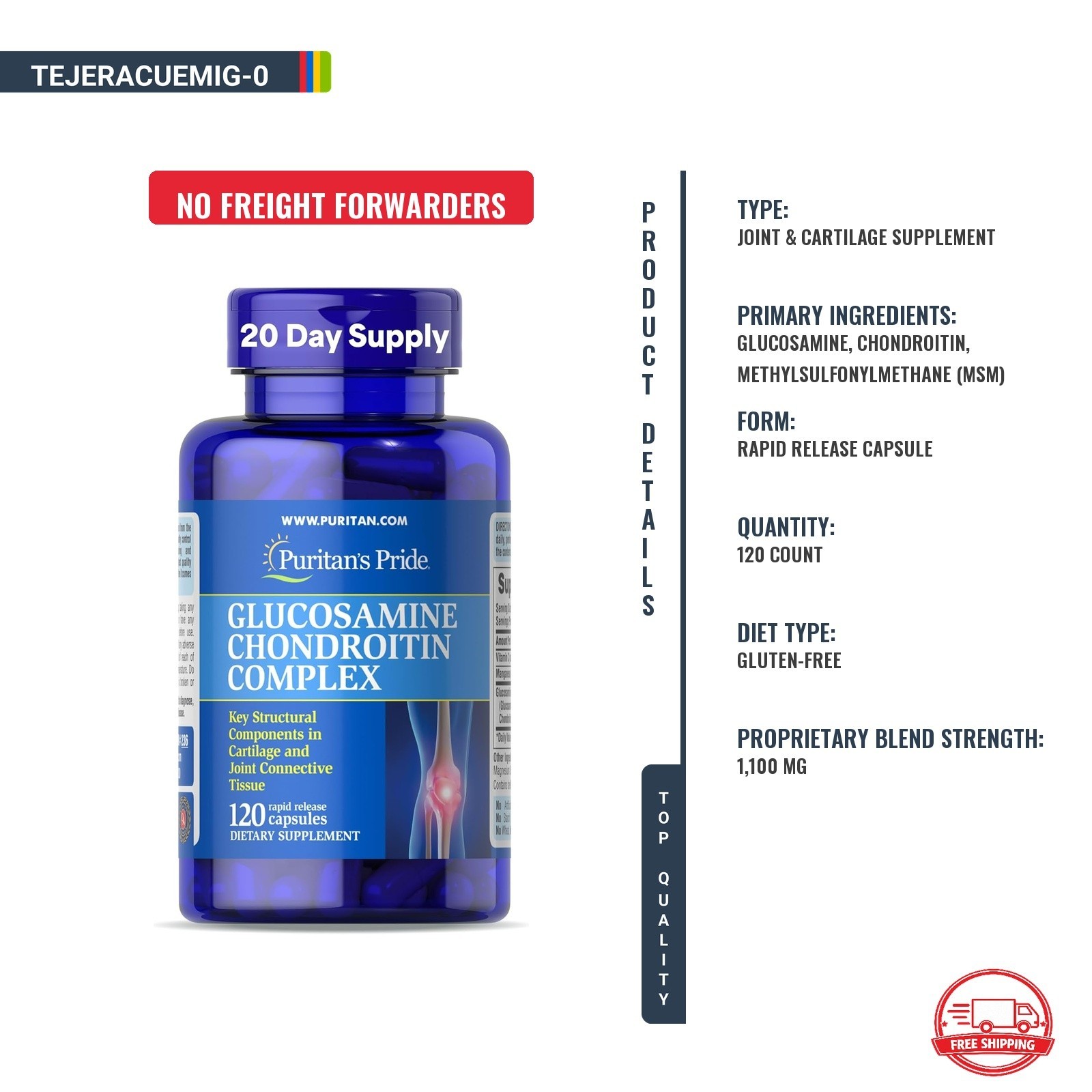 Suplemento De Glucosamina Y Condroitina Salud Articular 120 Capsulas