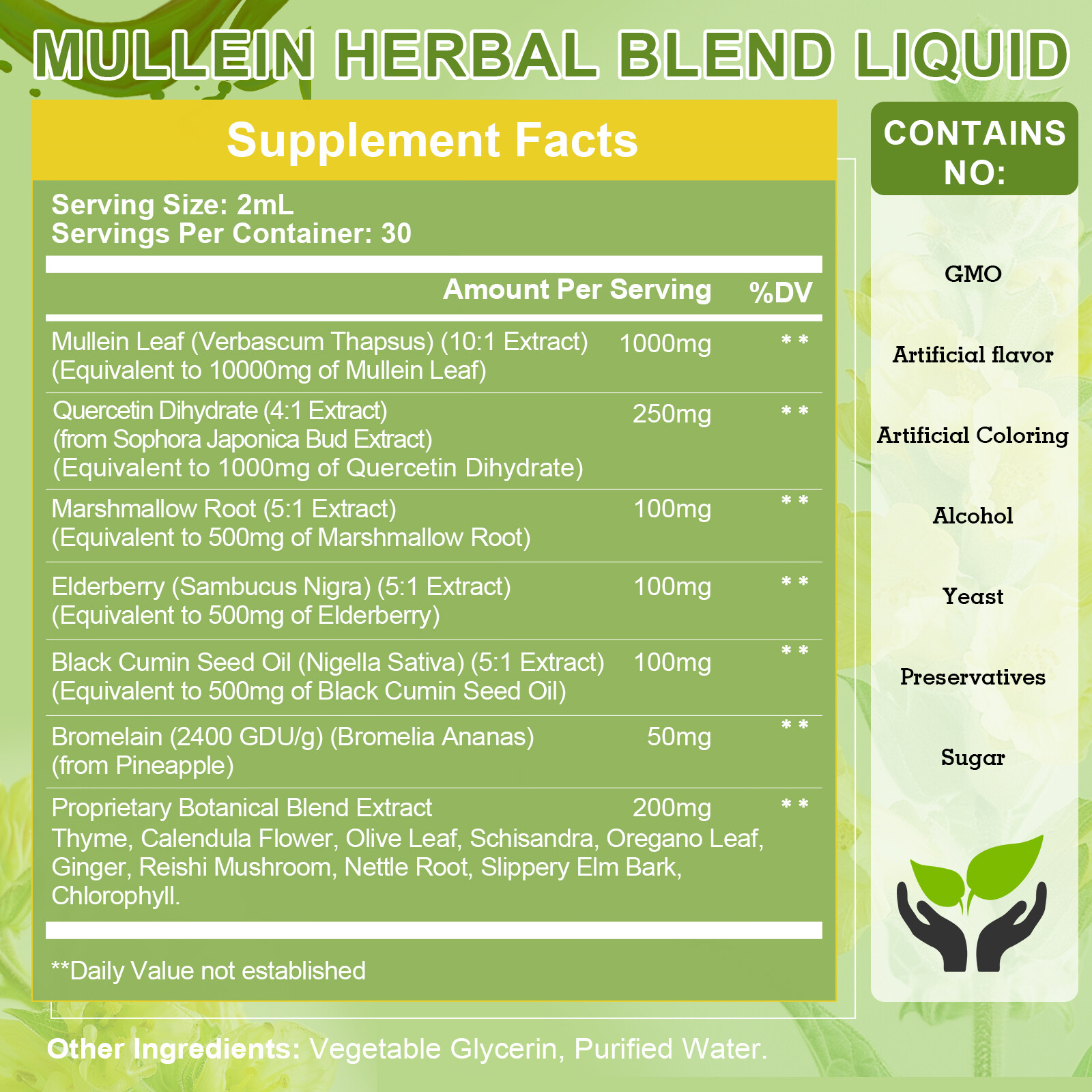 Mullein Leaf Extract Organic Lung Cleanse Drops for Lung Health Natural Herbal