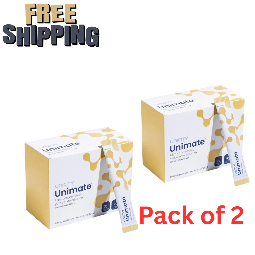 Unicity Unimate Lemon Ginger Drink Mix – Pack of 2 (60 Stick Packs)