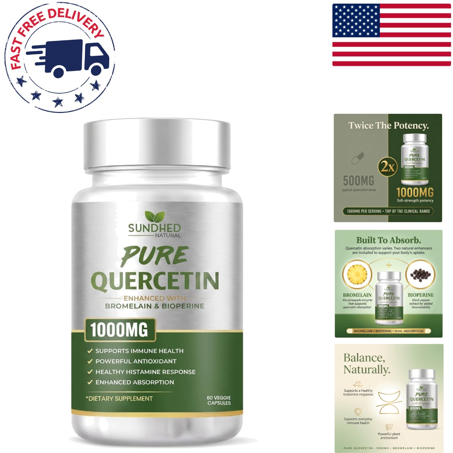 Advanced Quercetin Formula with Bromelain – 1000mg Support for Healthy Aging