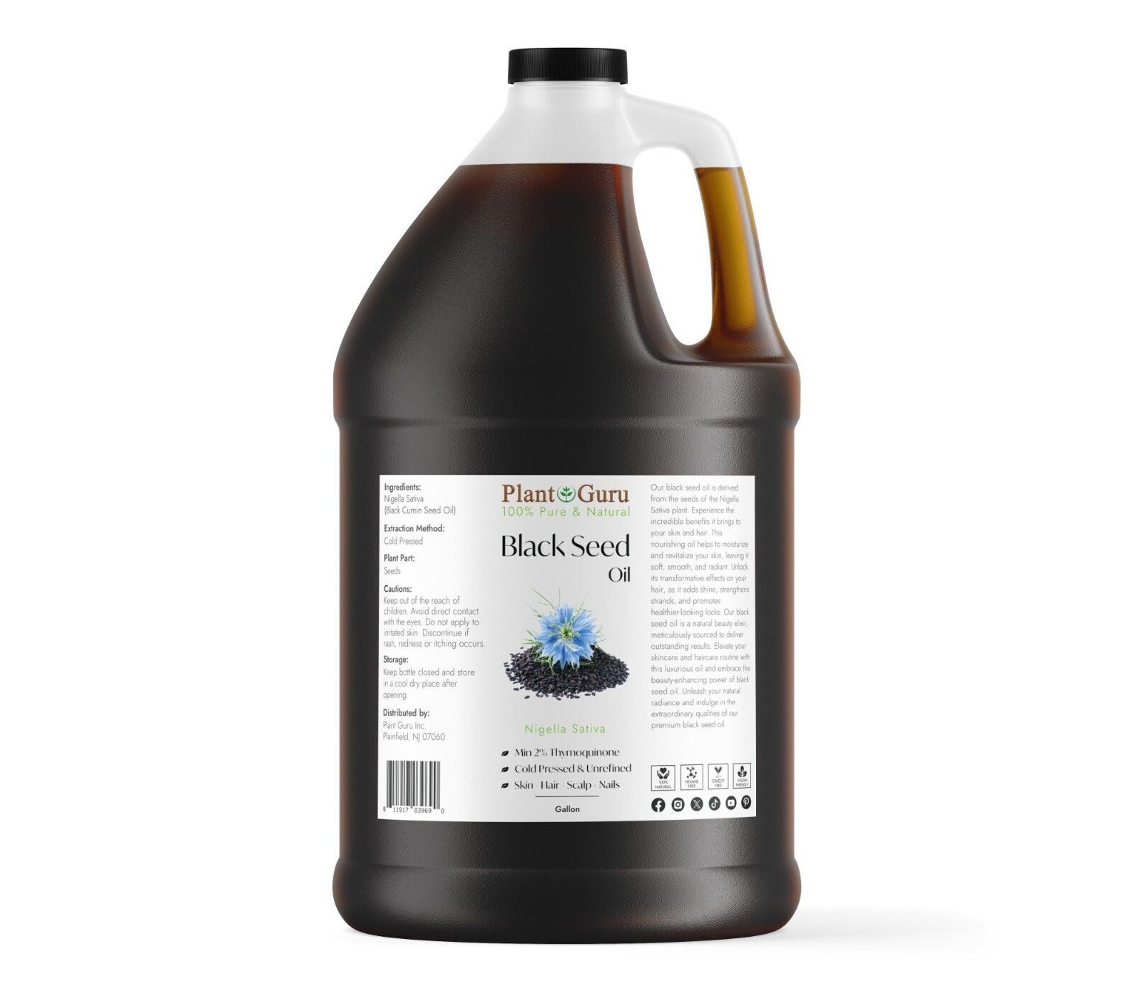 Black Cumin Seed Oil Cold Pressed 100% Pure Virgin Nigella Sativa Bulk
