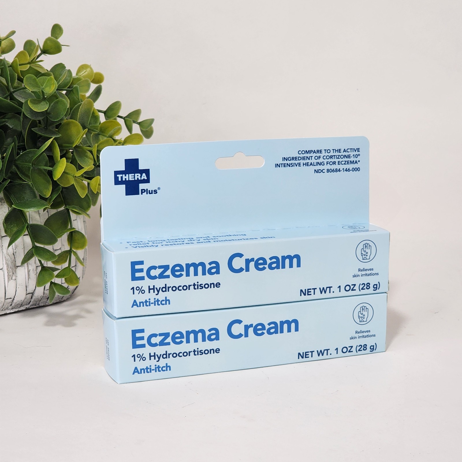 Thera Plus Eczema Cream Fast Long Lasting and Soothing for Dry Itchy Skin 2-Pack