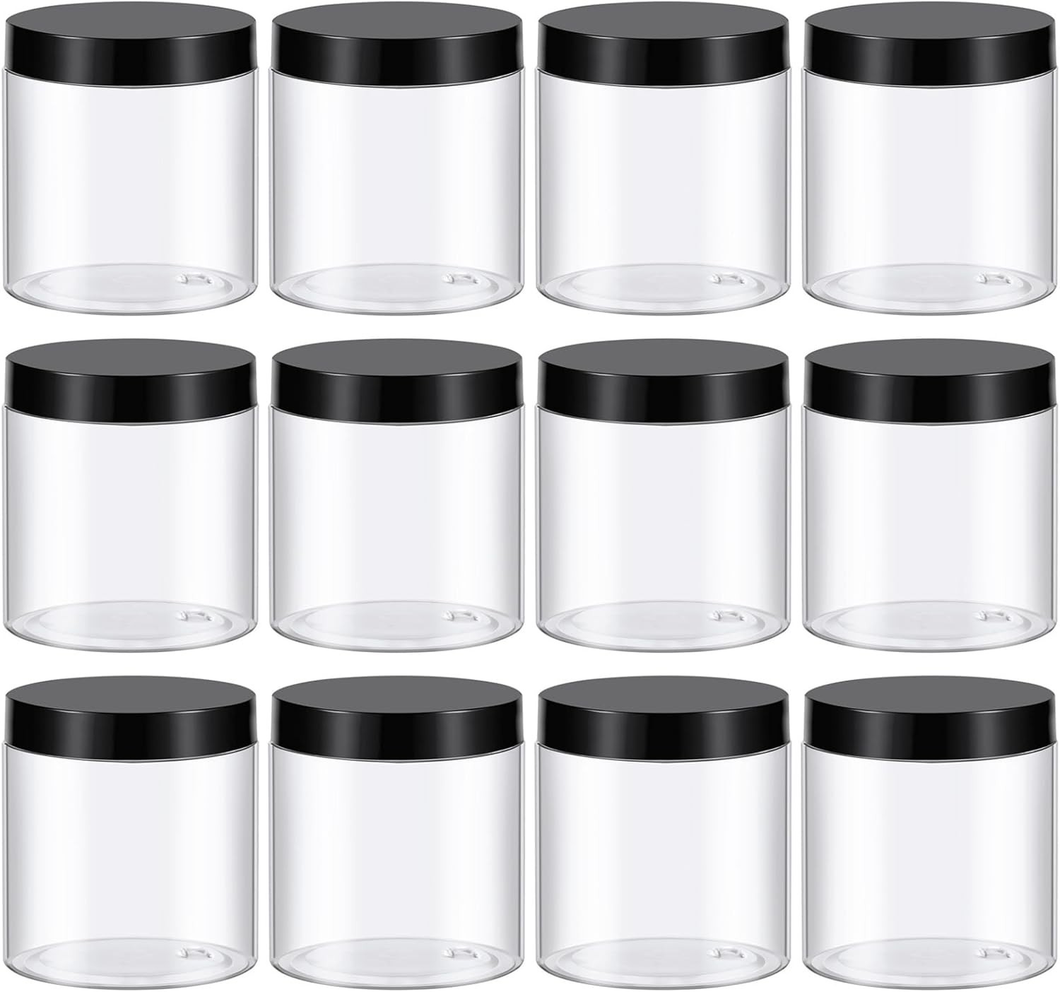 4 Oz Plastic Container Jars W/ Lids BPA Free Empty Round Clear Cosmetic