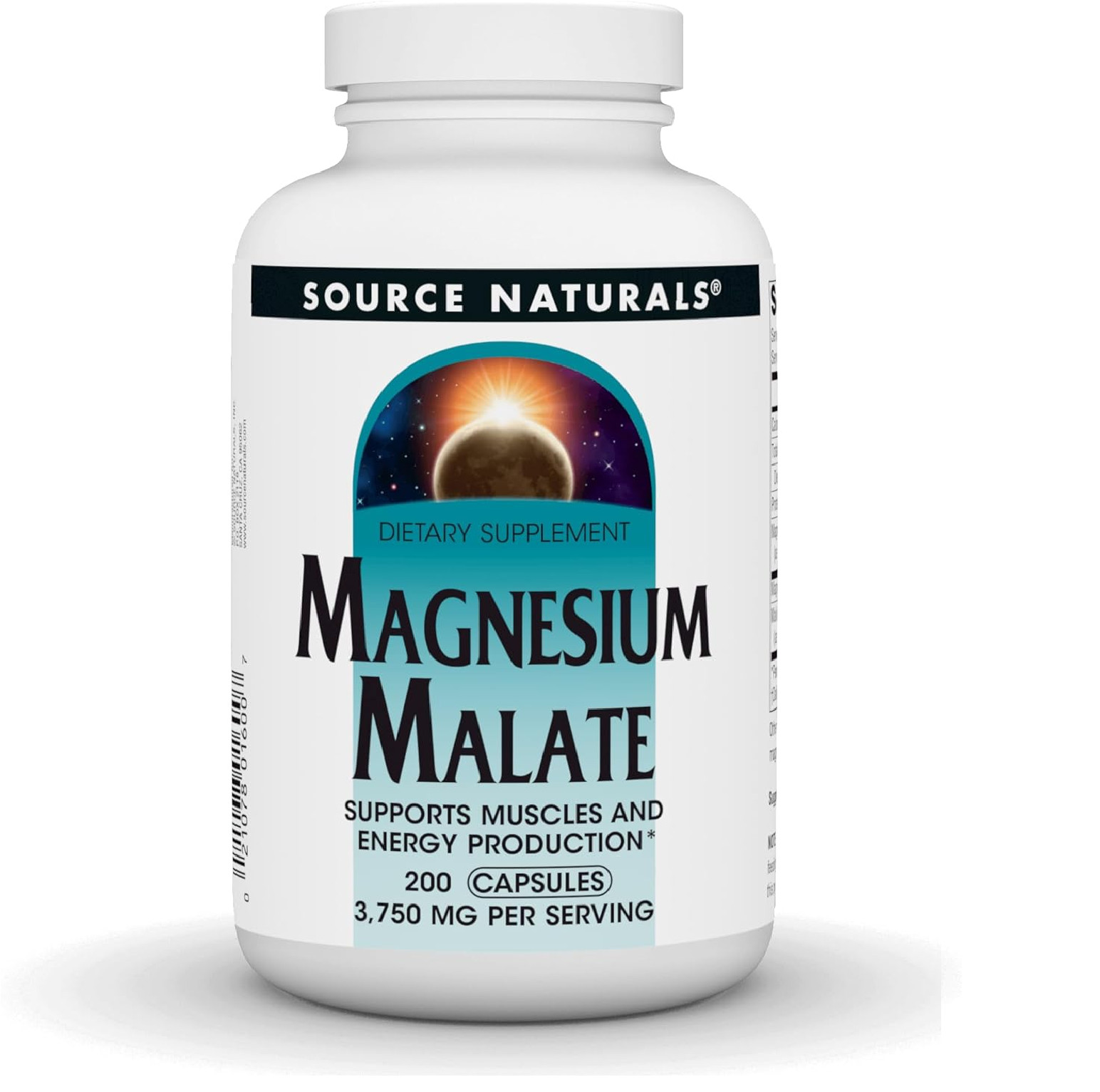 Source Naturals Magnesium Malate, Supports Muscles and 200 Count (Pack of 1)