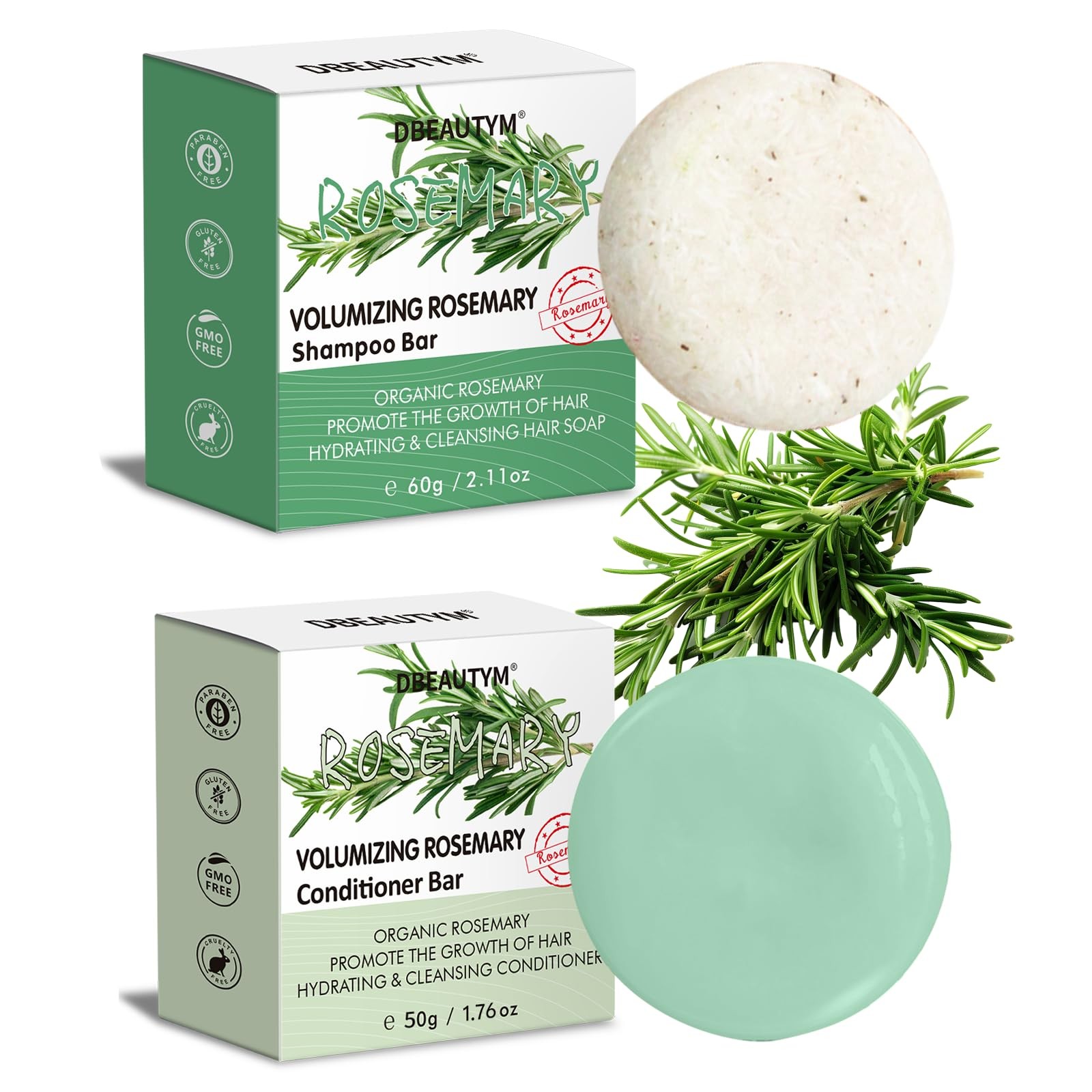 2 Pack Rosemary Shampoo Conditoner Bar Set,Thinning Hair-Volume Shampoo & Con…
