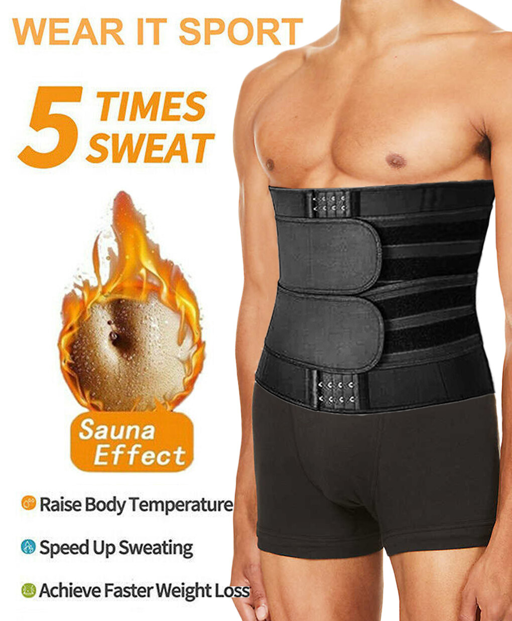 Waist Trimmer Belt – Neoprene Waste Trainer Hot Sweat Band for Workout Belt USA