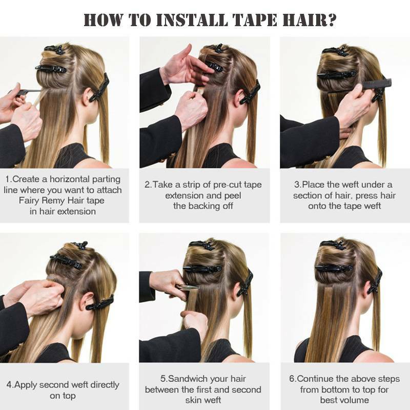 Invisible Tape In Human Hair Extensions Full Head Skin Weft Blonde Thick Glue US