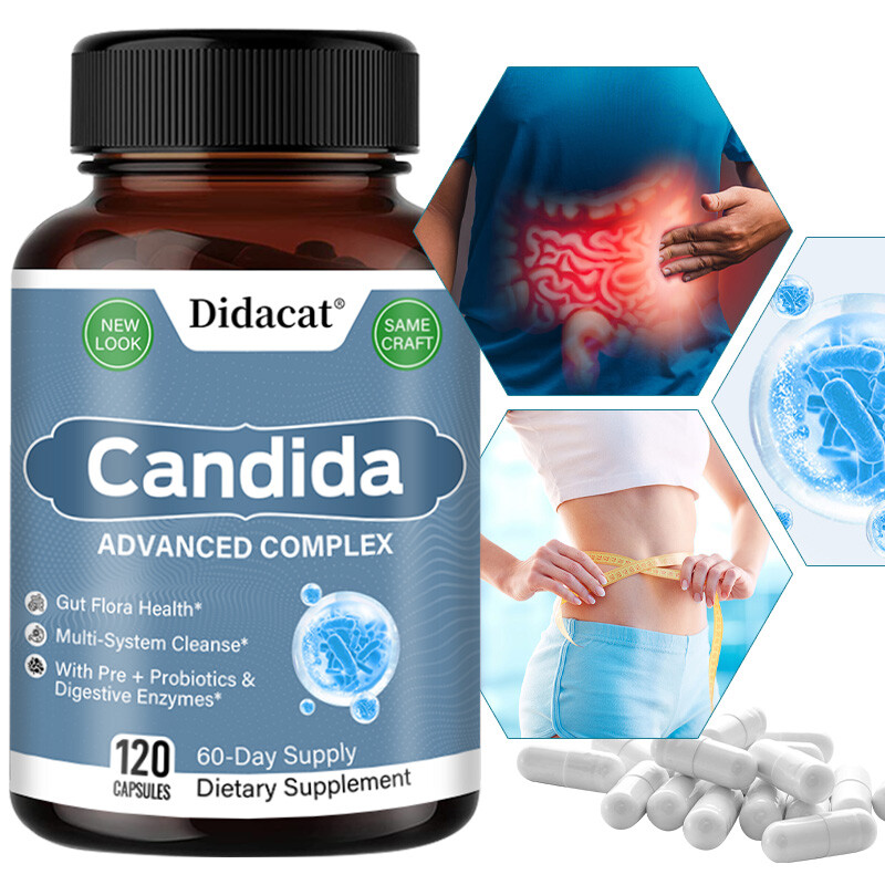 Potent Candida Cleanse support capsules and Detox with Herbs Enzymes formula