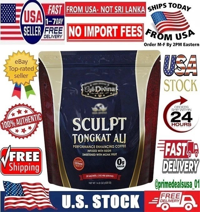 CaféDivina Sculpt TongkatAli Coffee Weight Loss Reishi 20 Sachets🔥US Seller🔥