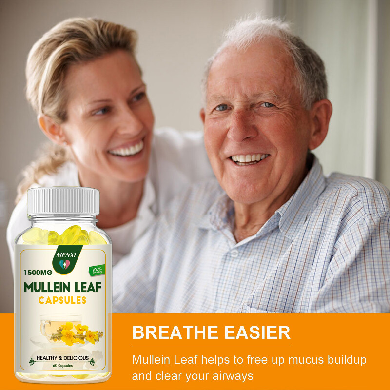 Mullein Leaf Capsules For Lung Cleansing & Detox Herbal Dietary Supplement Pills